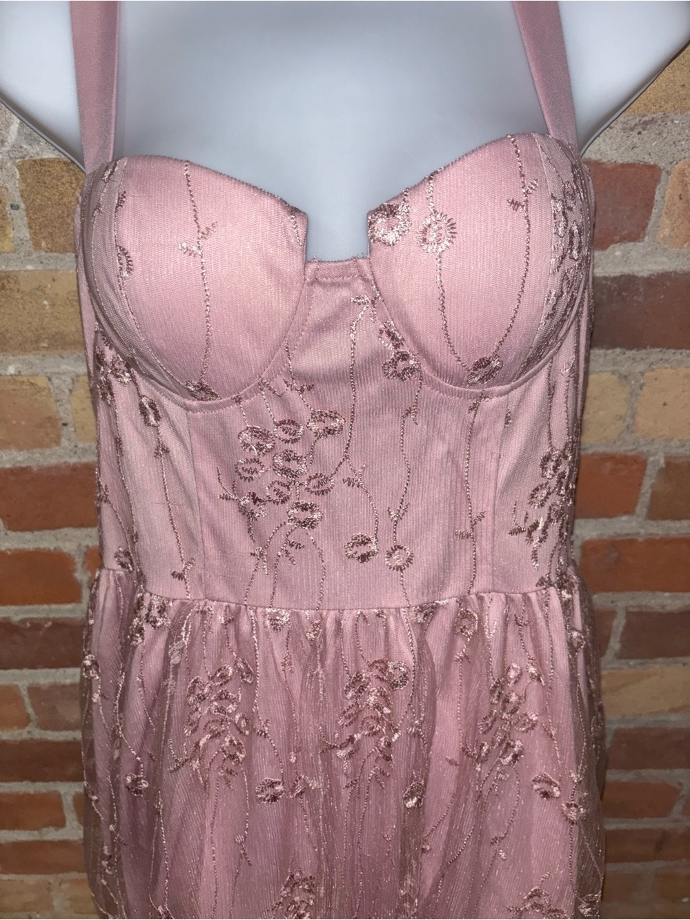 JJ’s House Pink Blush Lace Midi Dress Sweetheart Neckline Homecoming Formal New - Picture 4 of 8
